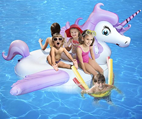 Giant Unicorn Pool Float,Inflatable Outdoor Swimming Pool Float Raft Lounger Candy Pegasus Floting Lounge Toy for Adults & Kids 87 inches - Pink