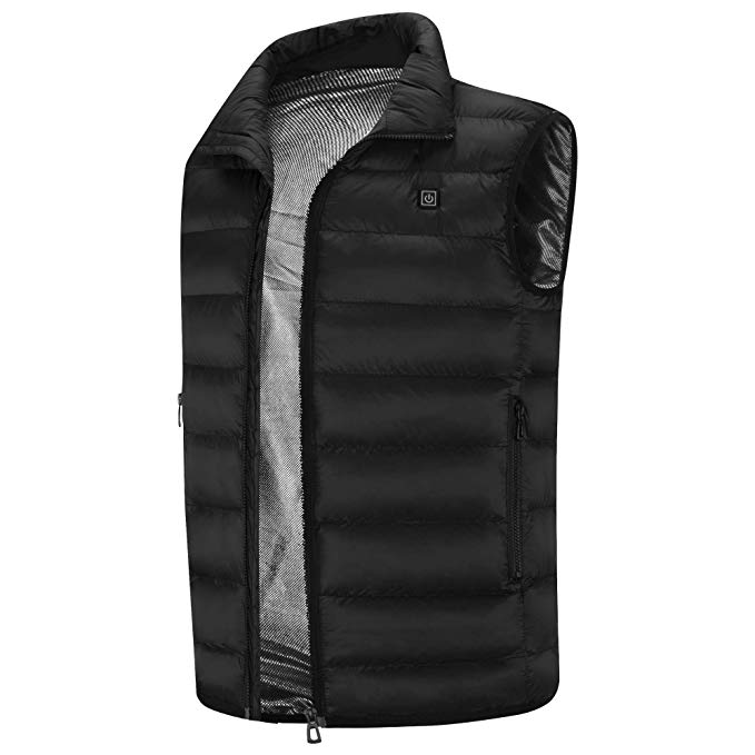 Sidiou Group Electric Heated Vest USB Charging Heated Vest Adjustable Heated Clothing Down Jacket Vest Men Rechargeable Gilet Vest for Outdoor Skiing Skating Riding Fishing (Not Included Mobile Power)