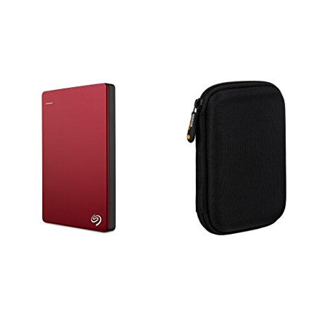 Seagate Backup Plus Slim 2TB Portable External Hard Drive USB 3.0, Red (STDR2000103)   AmazonBasics External Hard Drive Case