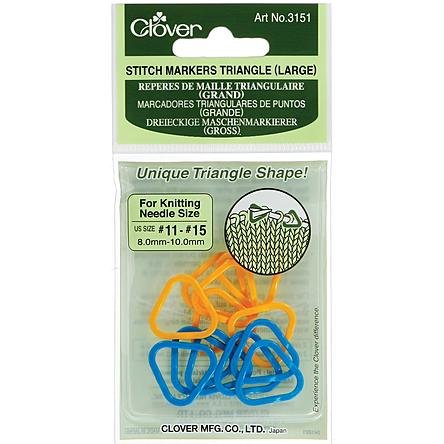 Clover 3151 Triangle Stitch Markers - Sizes 11 To 15 12/Pkg