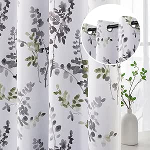 H.VERSAILTEX Blackout Curtains Thermal Insulated Window Treatment Panels Room Darkening Curtain Drapes for Living Room Grommet Bedroom Draperies, 52 x 84 Inch, Grey and Sage, 2 Panels