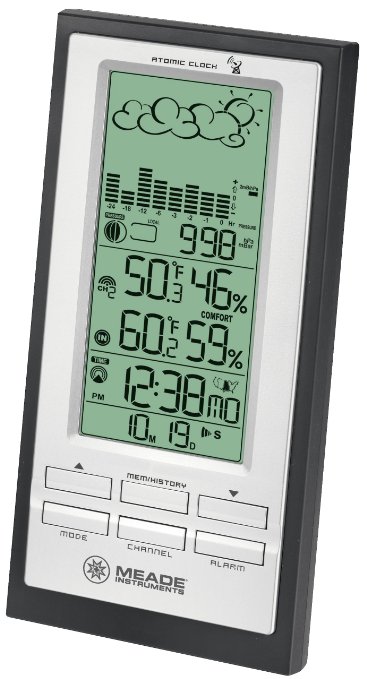 Meade Instruments TE688W Weather Forecaster with Barometric Pressure, Black