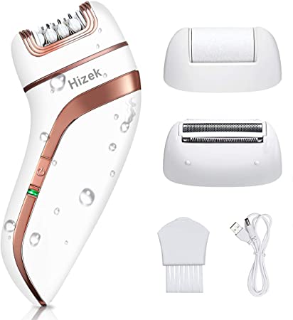 Electric Shaver for Women, Hizek 3 in 1 Epilator Hair Remover Cordless【2021Newest】Including Electric Razor, Foot Callus Remover, Rechargeable Lady Shaver Bikini Trimmer for Arm, Armpit, Bikini, Leg