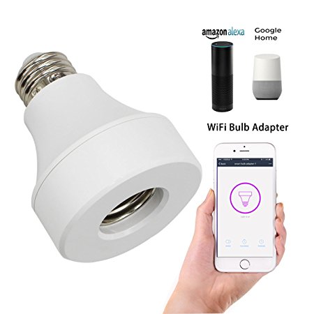 "Smart E26 Light Socket Adapter, Cxy WiFi APP-Smartphone Controlled Bulb Adapter, Works with Google Home kit, Amazon Echo, iPhone, iPad, Apple Watch, Android Phone and Tablet.