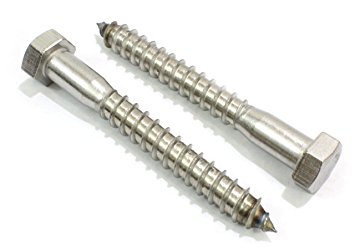 3/8" x 3" Stainless Hex Lag Bolt Screws, (25 Pack) 304 (18-8) Stainless Steel.