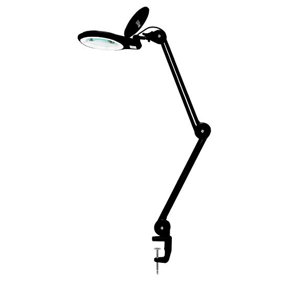 Neatfi 1,200 Lumens Super LED Magnifying Lamp with Clamp | Dimmable | Microfiber Cleaning Cloth Included | 60PCS SMD LED | 5 Diopter | 5" Diameter Lens | Adjustable Swivel Arm Utility Clamp Light