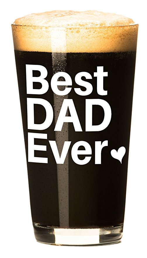 Best Dad Ever Beer Glass Mug Christmas Father's Day Gift Ideas for Dads from Son Daughter Kids or Beer Lover Gifts Birthday Present for Stepdad 16 oz