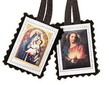 Intercession St Carmel Wool Scapular - Made by Carmelite Nuns (Brown Cord - 23 in)