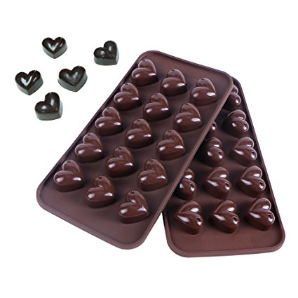 Webake 2 Pack Silicone Chocolate Molds, 15 Cavity Candy Molds, Mold for Chocolate (Heart shape)