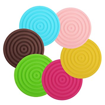 ME.FAN™ Silicone Coaster - Silicone Teapot Trivet Silicone Cup Trivet and Hot Pads - 3.94 In Size - Decorative Drink Coasters 6 Set in Bright Colors
