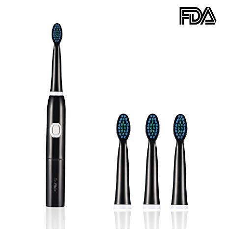 Mr.White Battery Toothbrush IPX7 Waterproof with 4 Replacement Heads Economical Toothbrush for Travel and Family