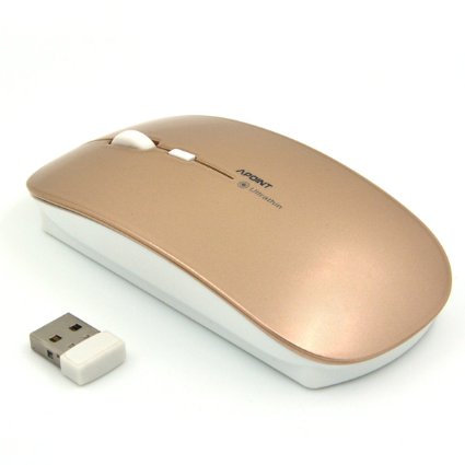SROCKER T3 Ultra-thin 2.4GHz Wireless Silent Click Optical Mouse/Mice 3 Adjustable DPI Levels with 4 Buttons and Nano USB Receiver for Laptop/PC/Mac(Brown)