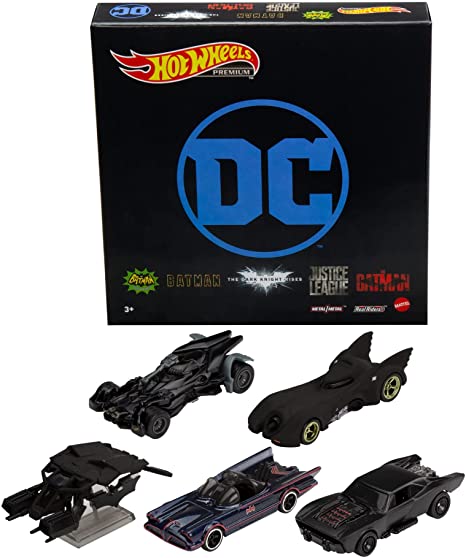 Hot Wheels Batman Bundle, 5 Fan-Favorite Batmobile Castings, 1:64 Scale Toy Vehicles, Special Packaging, Play or Display, for Batman Fans & Collectors