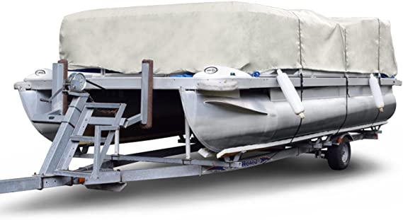 Budge P-300-2 300 Denier Pontoon Cover Gray 20' - 24' Long (Beam Width Up to 104") Lightweight, Waterproof, UV Resistant