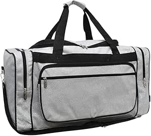 NGIL Silver Glitter Canvas Carry on 20" Duffle Bag