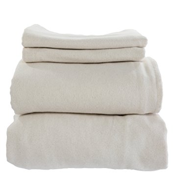 Organic Cotton Flannel Sheets Set by Whisper Organic- GOTS Certified (King, Natural)