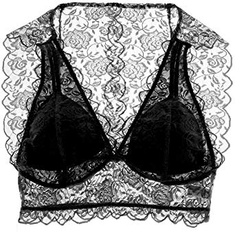 SilRiver Women's Silk Cami Crop Top Lace Vest Bralette Bra Tank Top with Removable Pads