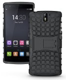 JKase DIABLO Tough Rugged Dual Layer Protection Case Cover with Build in Stand for OnePlus One - Retail Packaging Black