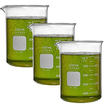 Pyrex Griffin Low Form 600mL Beaker, Graduated, 3/pk