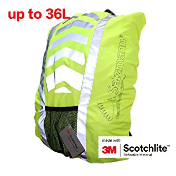 Salzmann 3M Scotchlite Reflective Backpack Cover, Rucksack Cover, Waterproof, Rainproof, for Standard size cyclist's Backpack