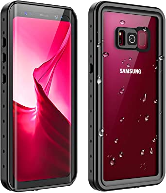 RedPepper Galaxy S8 Waterproof Case, Full Body Sealed Protection with Built-in Screen Protector IP68 Waterproof Shockproof Case for Samsung Galaxy S8 (Black/Clear)