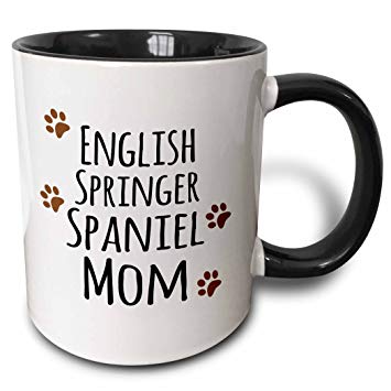 3dRose 154114_4 English Springer Spaniel Dog Mom Mug, 11 oz, Black