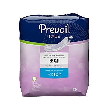 Prevail Dri-Fit Moderate Absorbency Incontinence Bladder Control Pads, Long, 54 Count (Pack of 1)