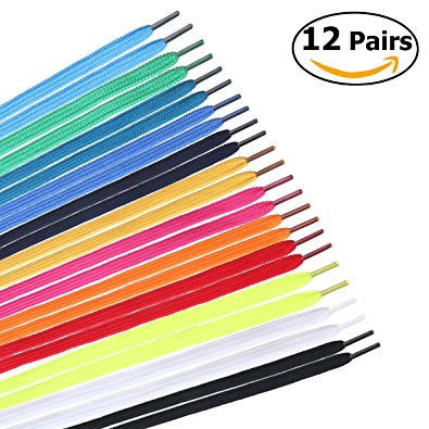 WINOMO 12 Pairs Shoelaces 45" 54" Flat shoe laces Replacement for Sneakers Sport Shoes