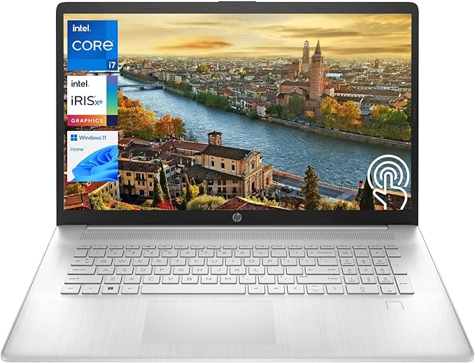 HP Laptop, 17.3” HD  Touchscreen Display, Intel Core i7-1255U Processor, 32GB RAM, 1TB PCIe SSD, Backlit Keyboard, Fingerprint Reader, Wi-Fi, Windows 11 Home, Silver