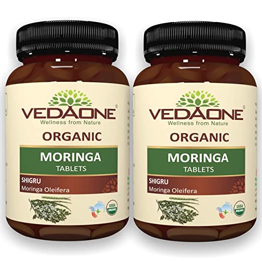 Vedaone USDA Organic Moringa (Shigru) 750mg - 60 Tablets For Anti-Oxidant and Super Food Support (Pack of 2)