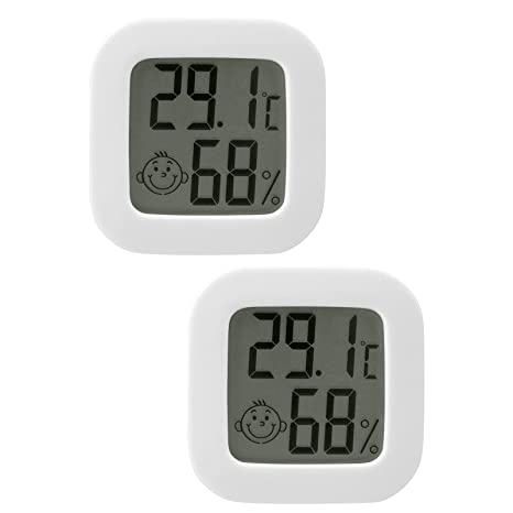 Flintronic Higrometro Digital Termometro, 2Piezas Mini Termómetro interior del higrómetro, Pantalla LED con Logo de Confort para Termometro Ambiental para Oficina Habitación de Bebé Jardín (Blanco)