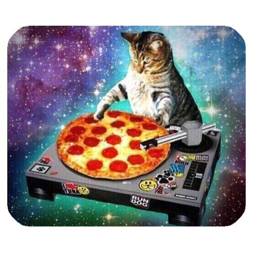 New Top Funny Space Cat and Pizza Rectangle Non-Slip Rubber Mouse Pad Mousepad Mat