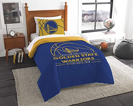 NORTHWEST NBA Golden State Warriors Comforter and Sham Set, Twin, Reverse Slam