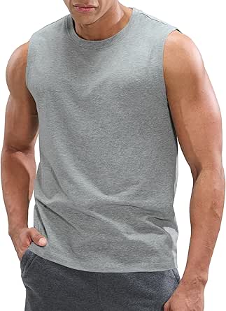 MIER Men's Tank Tops Cotton Sleeveless Muscle Shirts for Workout Running Athletic Gym Lounge Casual, Breathable