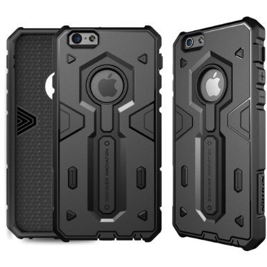 iPhone 6/6S 4.7" Case, Nillkin® [Defender II] Tough Shockproof Armor Hybrid Rugged Hard Protective Case Retail Box for Apple iPhone 6/6S   TJS® Tempered Glass Screen Protector & Stylus Pen - Black
