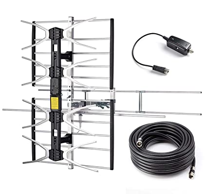 pingbingding Outdoor Digital HDTV Antenna with High Gain and Low Noise Amplifier, 40FT RG6 Coaxial Cable, 150 Miles Range, UHF and VHF, Easy Installation - Upgraded Version