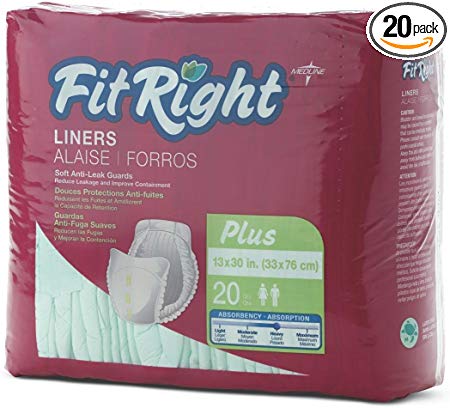 FitRight Incontinence Liners for Adults, Maximum Absorbency (Pack of 20)