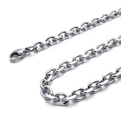 3mm KONOV Silver Stainless Steel Mens Necklace O Chain 14-40" inch, 3mm
