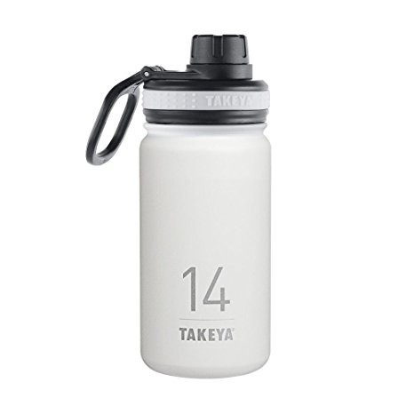 Takeya ThermoFlask Insulated Stainless Steel Water Bottle, 14 oz, Snow