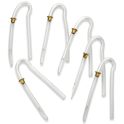 Hearing Aid Tubes - Size #13 Preformed BTE Earmold Tubing - (Pack of 6) 3.5 x 2mm with Gold Tube Lock Replacement Tube - Flexible Medium Wall Tubes Compatible with Most Hearing Aid Brands