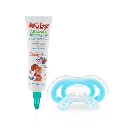 Nuby All Natural Teething Gel with Gum-Eez Teether Combo, 0.53 Fluid Ounce