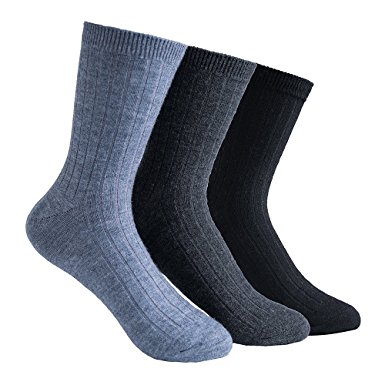 3 Pairs Men's Winter Athletic Merino Wool Socks - Thermal Crew Socks Suit for Hiking