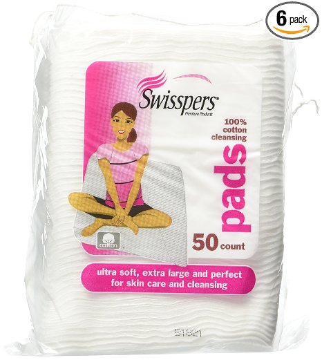 Swisspers Premium Cotton Facial Cleansing Pad, 50-Count (Pack of 6)