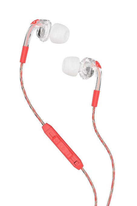 Skullcandy S2FXHX-476 Bombshell Women's In-Ear Headphones with Earbud, Mic & Remote, Mash-Up/Clear/Coral