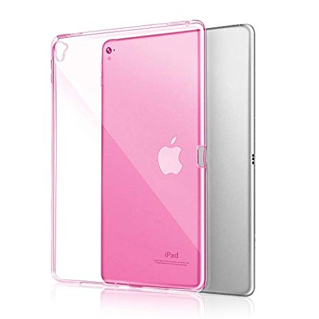 iPad Pro 9.7 Case,Veking Grip Flexible Soft Transparent TPU Rubber Back Cover for iPad Pro 9.7 Air Bounce Shockproof Technology-Hot Pink