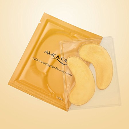 AMOVOL Luxury Gold Eye Firming Mask, Intensive Recovery Under Eye Patches, Premium Gifts for Women (1 Pair)