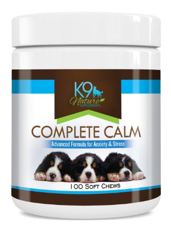 Dog Calming Treats - Complete Calm Supplement Aids in Reducing Stress for Large and Small Dogs, All Natural Soft Chews for Separation Anxiety, Travel, Motion Sickness, & Other External Stressors