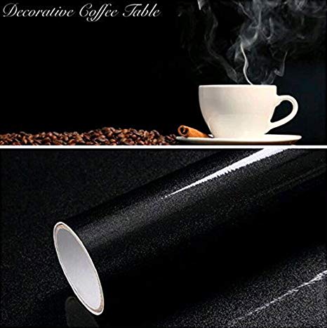 17.71" X 79" Black Contact Paper Waterproof High Gloss Vinyl Self Adhesive Film for Kitchen Counter Top Cabinet Wardrobe Furniture