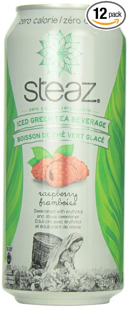 Steaz Zero Calorie Iced Teaz, Raspberry , 16-Ounce (Pack of 12)