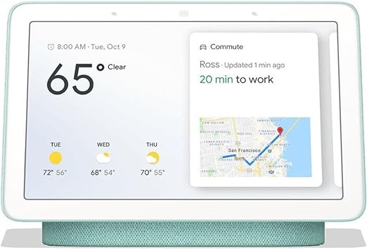 Google Nest Hub (1st Gen) 7-inch Display, 1st Generation with Power Adapter, Aqua (Renewed)